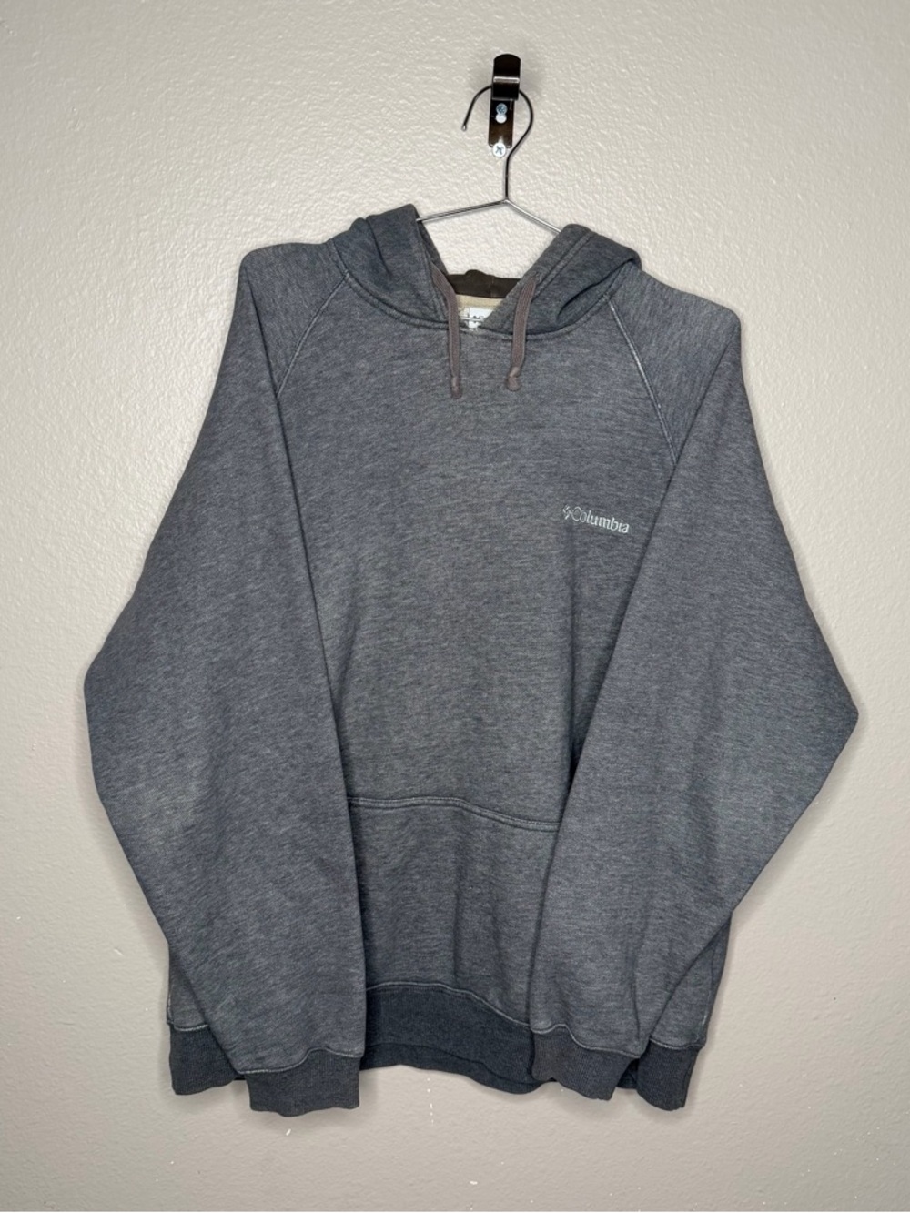 Columbia Men's Gray Hooded Sweatshirt with Drawstrings Size Large